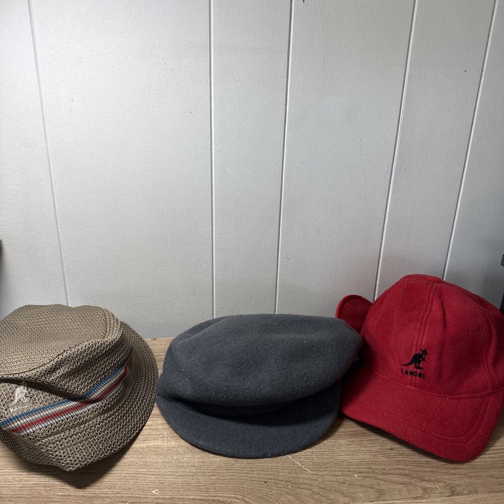 Lot of 3 Kangol Lined Winter Ear Flap Cap Adult Fit, Bucket Hat, Wool Hat Z10